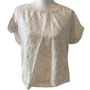 Cynthia Rowley Boxy Linen Daisy Floral Print Top M